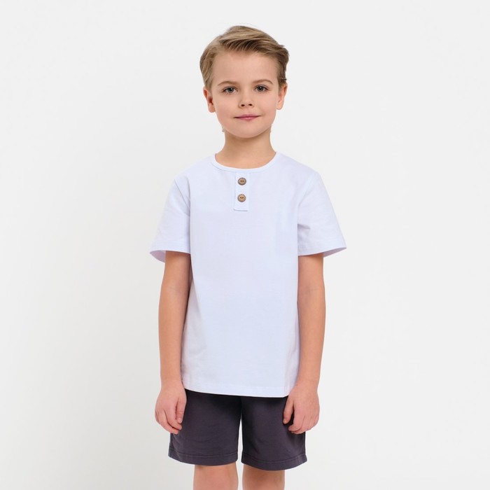 Комплект для мальчика (футболка, шорты) MINAKU цвет белый/графит, рост 104 комплект футболка шорты для мальчика цвет голубой рост 104