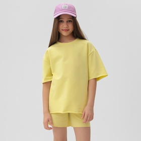 Комплект для девочки (футболка, шорты) MINAKU цвет лимонный, рост 104