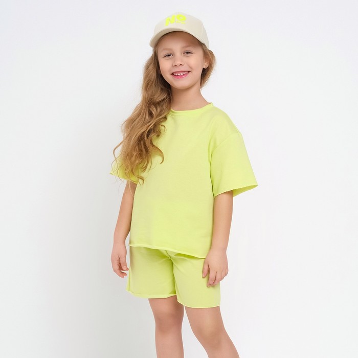 Комплект для девочки (футболка, шорты) MINAKU цвет лимонный, рост 104 minaku комплект для девочки футболка шорты minaku цвет лимонный рост 128