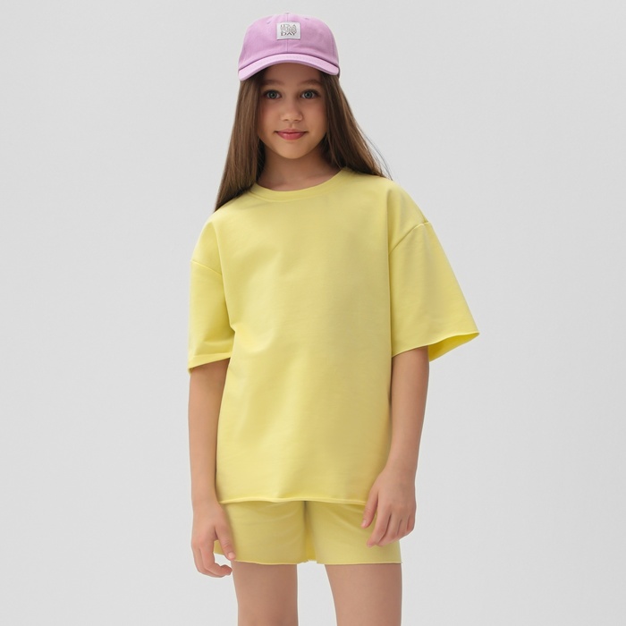Комплект для девочки (футболка, шорты) MINAKU цвет лимонный, рост 110 футболка для девочки цвет лимонный рост 110 см