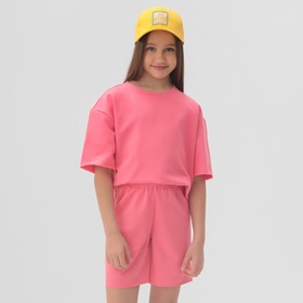 Комплект для девочки (футболка, шорты) MINAKU цвет розовый, рост 104