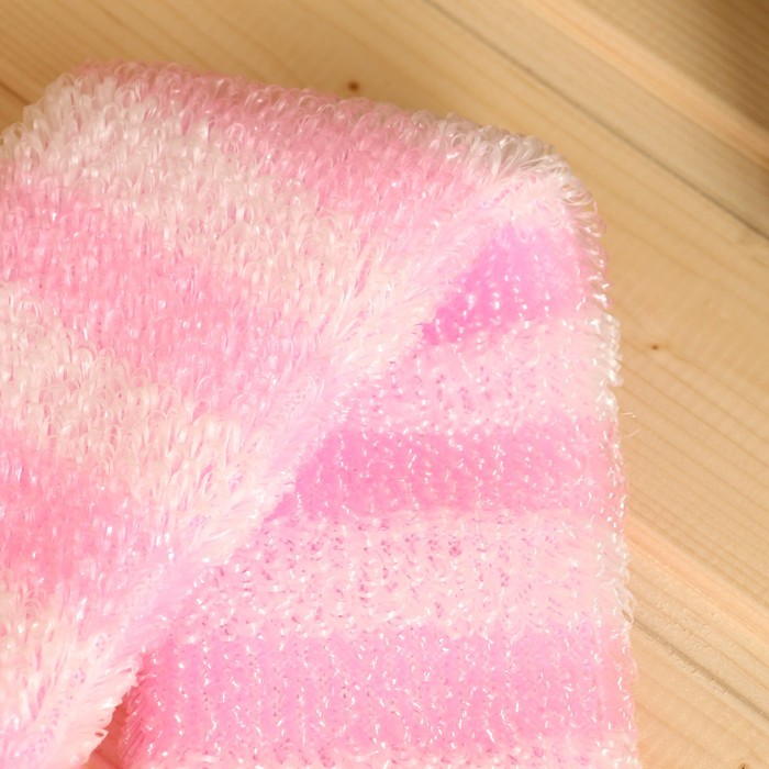Мочалка банная с ручками "Пояс" бело-розовая 45 см Добропаровъ