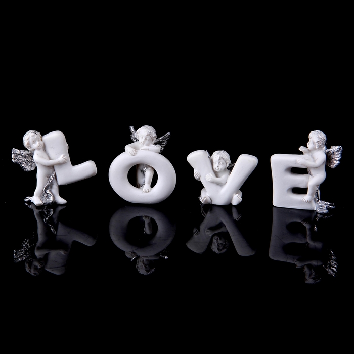 Сувенир "Ангелочки с серебристыми крыльями. Love", МИКС