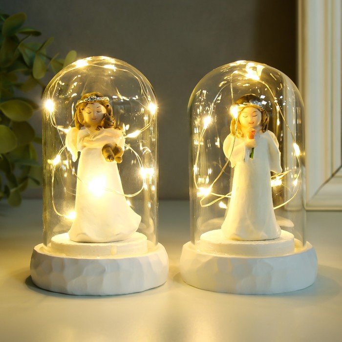 Сувенир полистоун свет Ангел с цветком/молится МИКС 7х7х11,5 см цена и фото