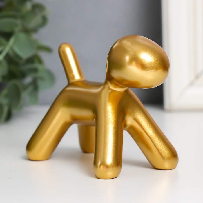Сувенир полистоун Собака золото 10х7,8х5,4 см