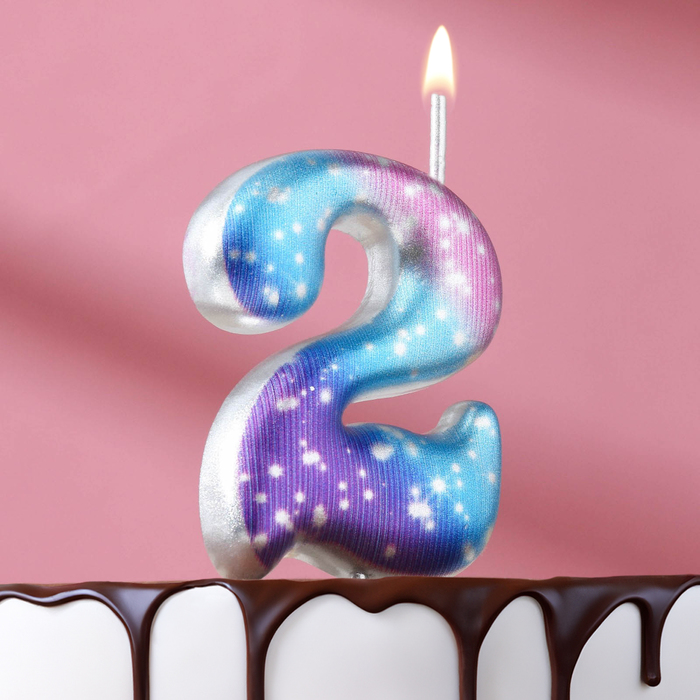 

Свеча для торта цифра "2",космос, 5,5 см, 16 мин