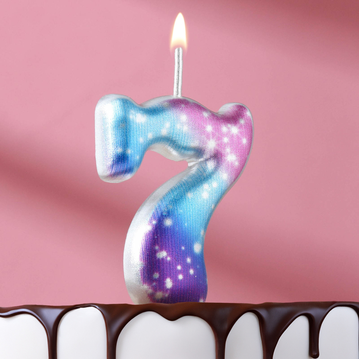 Свеча для торта цифра "7",космос, 4,3х9,5см, 16 мин