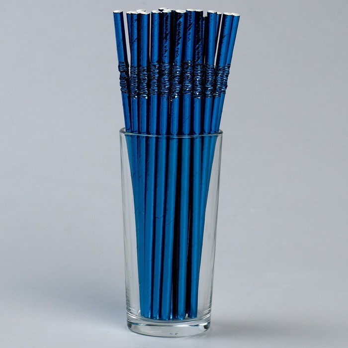 Трубочки для коктейля с гофрой, в наборе 25 штук, цвет синий трубочки одноразовые для коктейля доляна 0 8×24 см 100 шт с гофрой цвет микс