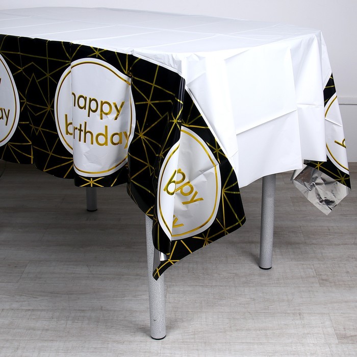 Скатерть «С днём рождения», 137 × 183 см, цвет чёрный скатерть доляна праздничный стол 137×183 см цвет чёрный