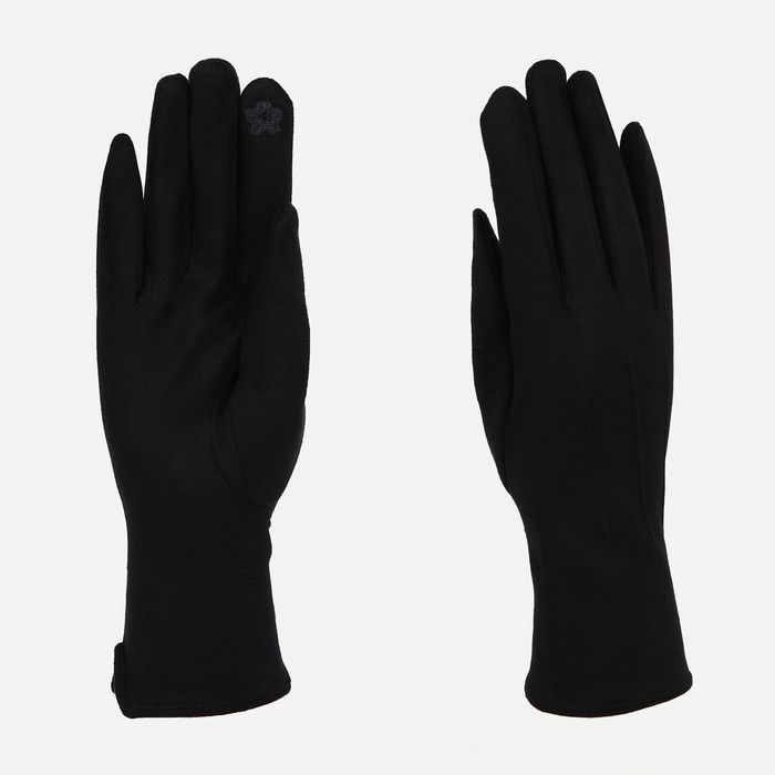 Перчатки жен 24*1*8,5 см, замша, безразм, без утеплителя, 3 строчки, черный