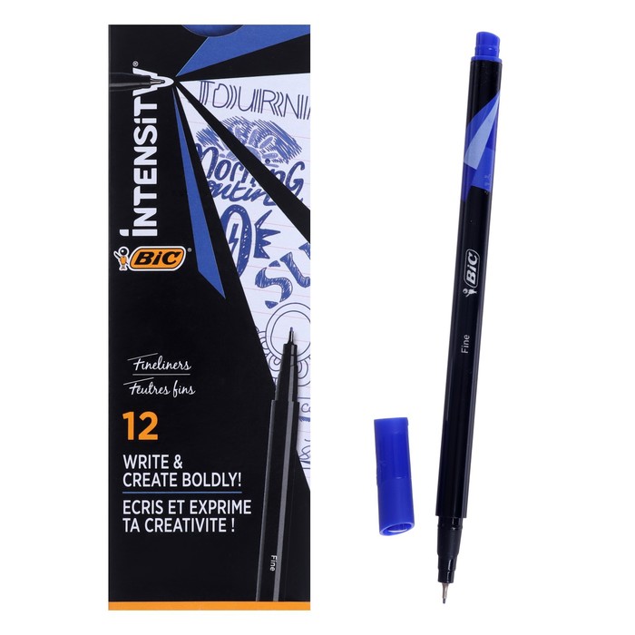 Ручка капиллярная BIC Intensity Fine, узел 0.8 мм, премиум, тонкое письмо, чернила синие, чёрный корпус