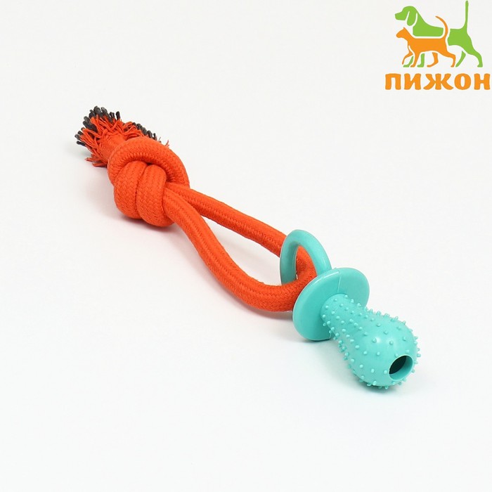 

Игрушка жевательная с канатом "Сосочка", до 25 см, оранжевая/голубая