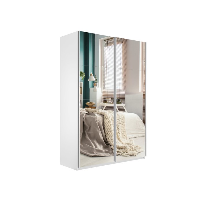 Шкаф-купе «Прайм», 1400×570×2300 мм, 2-х дверный, зеркало, цвет белый снег шкаф купе прайм 1400×570×2300 мм 2 х дверный зеркало цвет бетон
