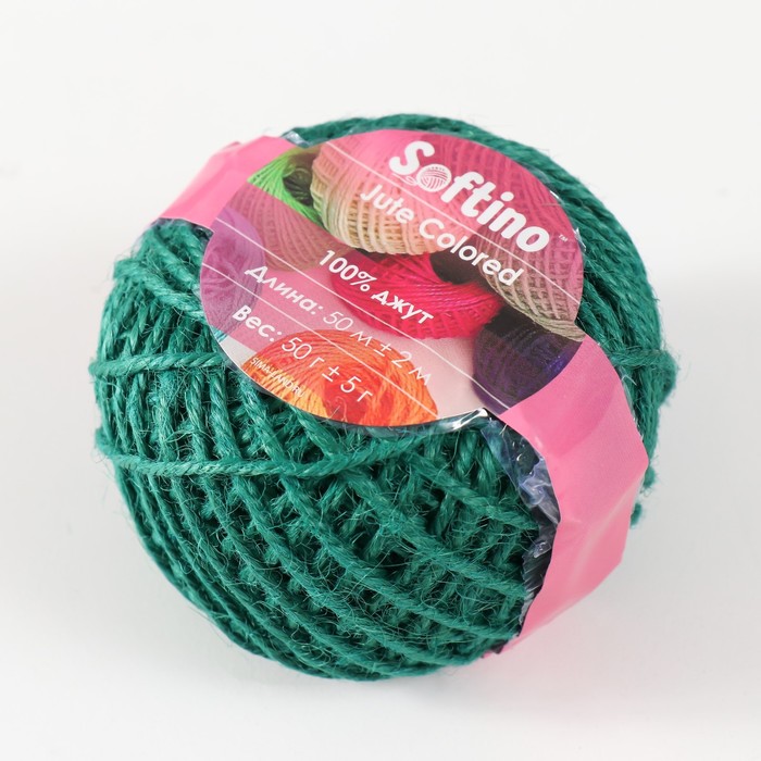 

Пряжа 100% джут "Softino Jute Colored" 50м ±2м тёмно-зелёный 50 гр