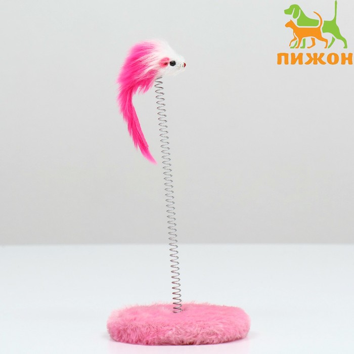 

Дразнилка для кошек на пружине с мышью (5 см), 10,5 х 23 см, розовая