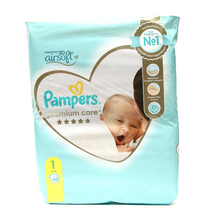 Подгузники Pampers Premium Care размер 12-5 кг 66 шт 1499₽