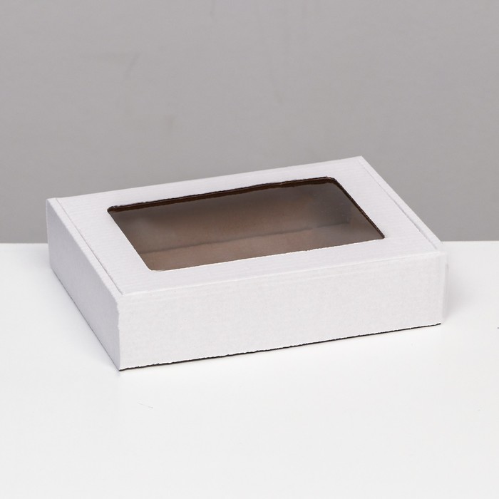 цена Коробка самосборная, белая с окном, 21 х 15 х 5 см