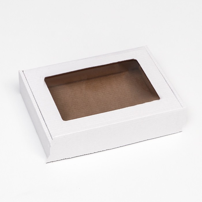 Коробка самосборная, белая с окном, 21 х 15 х 5 см