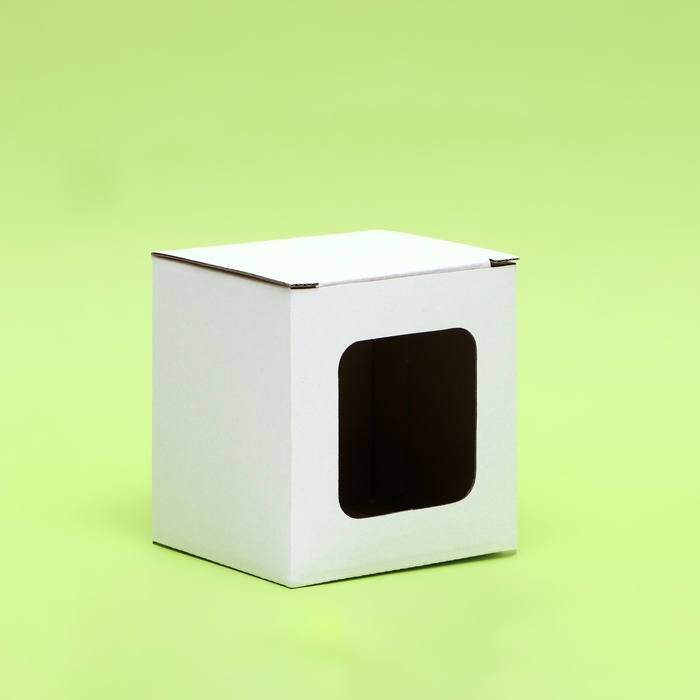Коробка под кружку, с окном, белая 12 х 9,5 х 12 см