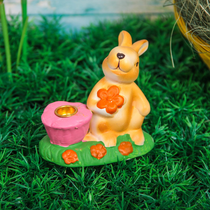 Сувенир "Зайка" с подсвечником, МИКС