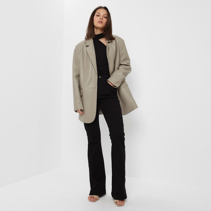 Пиджак женский (экокожа) Eco leather, цвет серый, размер 42-44 пиджак панинтер 42 44 размер