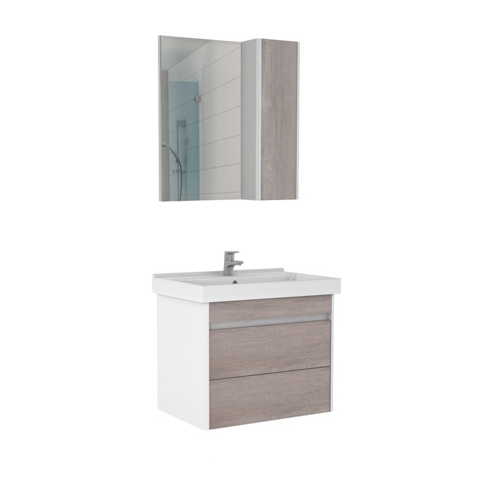 Комплект мебели для ванной подвесной Домино Uno Fest 60, Дуб серый, с 2 ящиками 27863