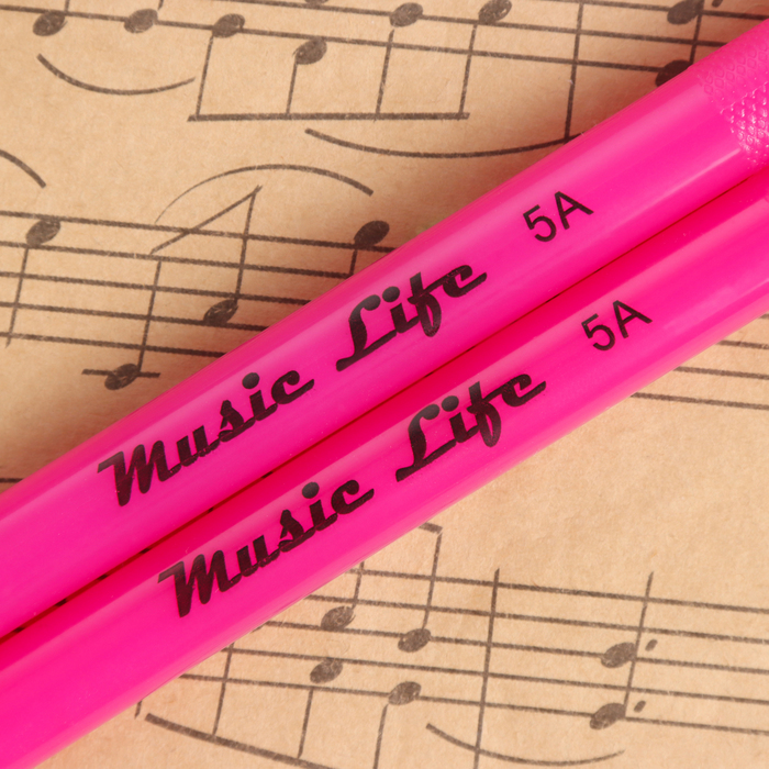 Барабанные палочки Music Life 5А розовые, светящиеся