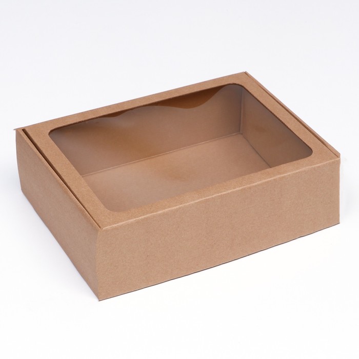 Коробка самосборная с окном, бурая, 31 х 22 х 9,5 см