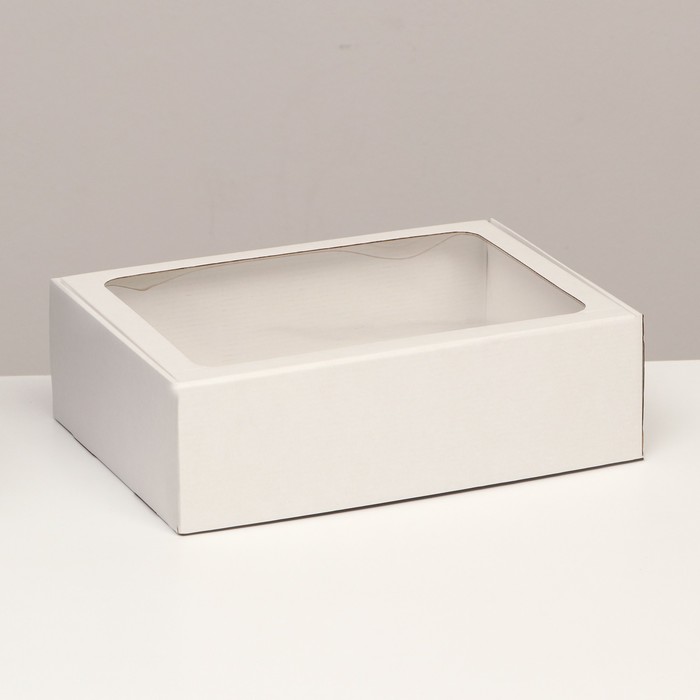 Коробка самосборная с окном, белая, 31 х 22 х 9,5 см фото