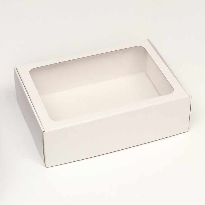 Коробка самосборная с окном, белая, 31 х 22 х 9,5 см