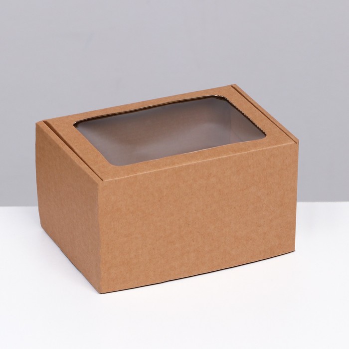 коробка самосборная с окном бурая 17 x 12 x 10 см Коробка самосборная с окном, бурая, 17 x 12 x 10 см
