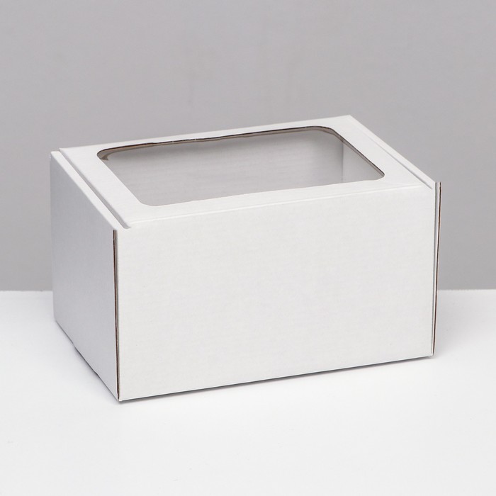 коробка самосборная с окном бурая 17 x 12 x 10 см Коробка самосборная с окном, белая, 17 x 12 x 10 см