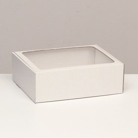 Коробка-шкатулка с окном, белая, 27 х 21 х 9 см