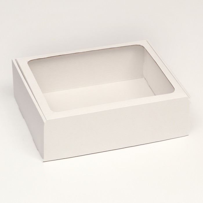 Коробка-шкатулка с окном, белая, 27 х 21 х 9 см