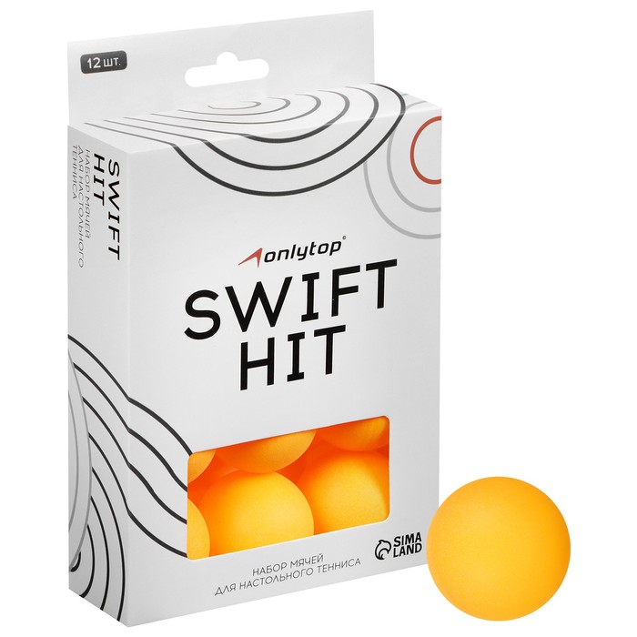 Набор мячей для настольного тенниса ONLYTOP, d=40 мм, 12 шт., цвет оранжевый фото
