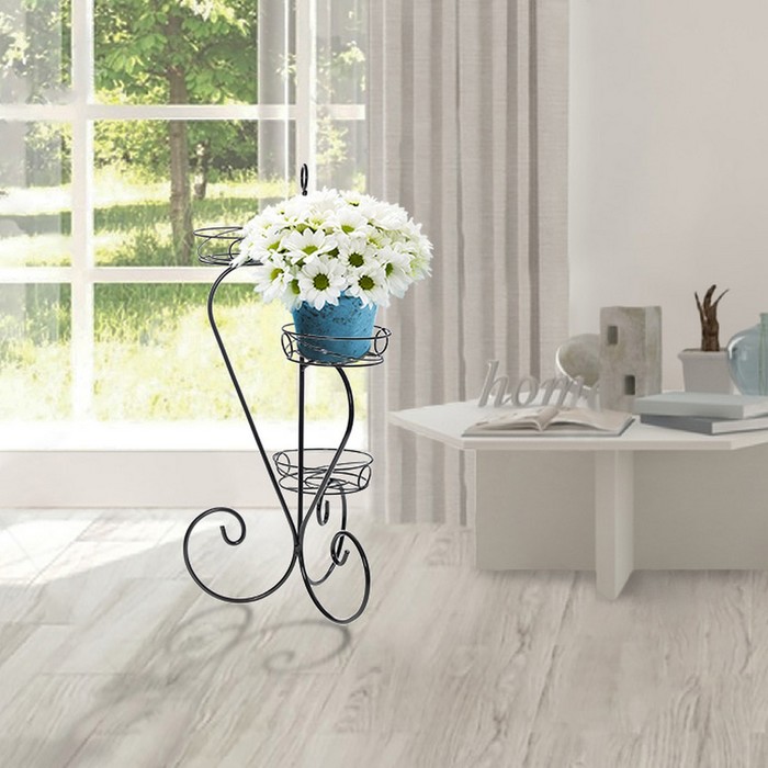 Подставка для цветов d=17,5 см "Крокус-3", цвет черный