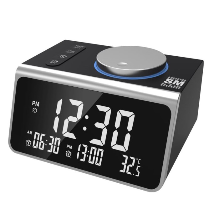 Часы электронные настольные, с будильником, FM радио, термометром, USB, 11 х 8 х 6.2 см