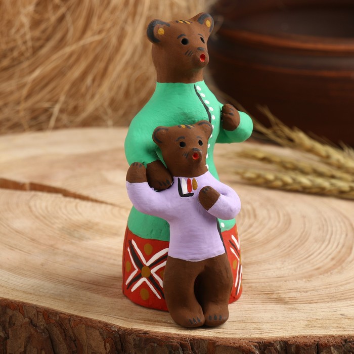 СувенирМедведица с медвежонком, каргопольская игрушка
