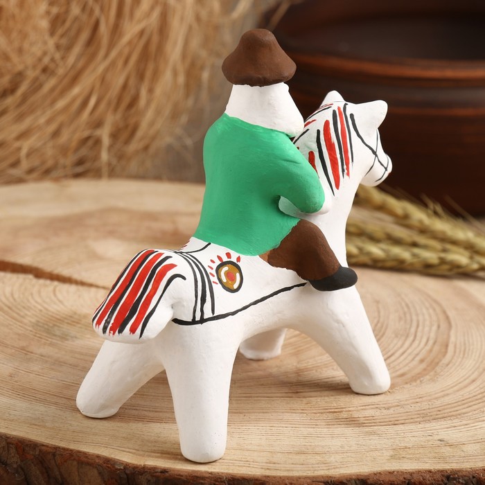 Сувенир "Мужик на коне", каргопольская игрушка