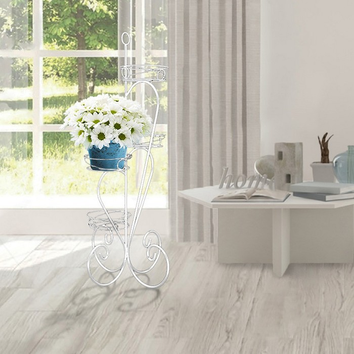 Подставка для цветов d=17,5 см "Крокус-4", цвет белое серебро