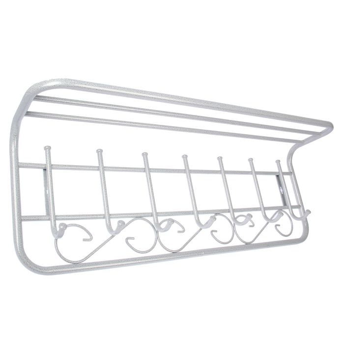 Вешалка настенная &quot;Ажур&quot; с полкой 80 см, цвет белое серебро