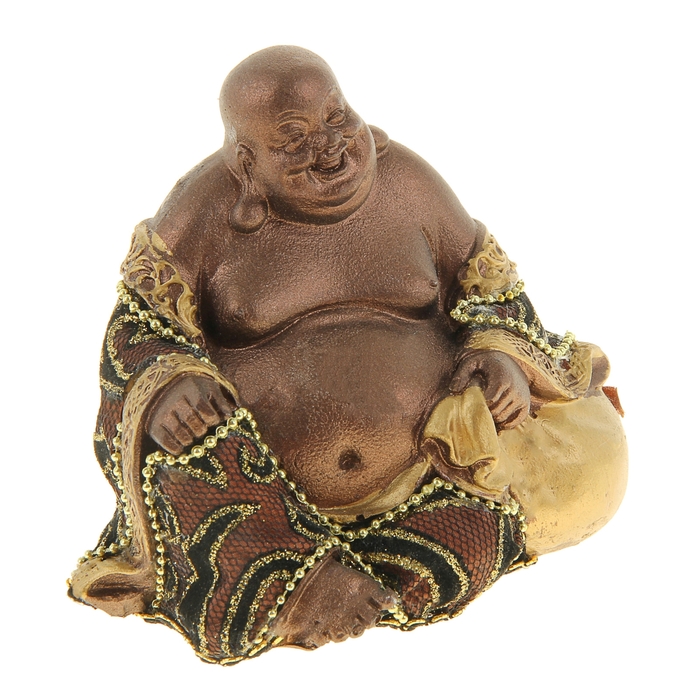 Нэцкэ под бронзу "Хотей в ткани с мешком богатства"
