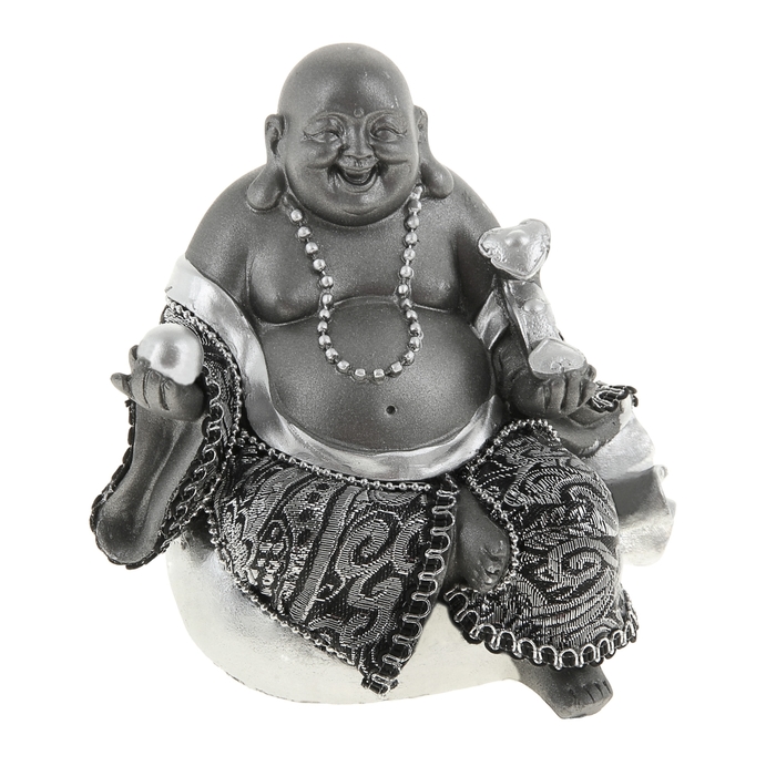 Нэцкэ под металл "Хотей в ткани на мешке с жезлом Жуи и жемчужиной желаний"