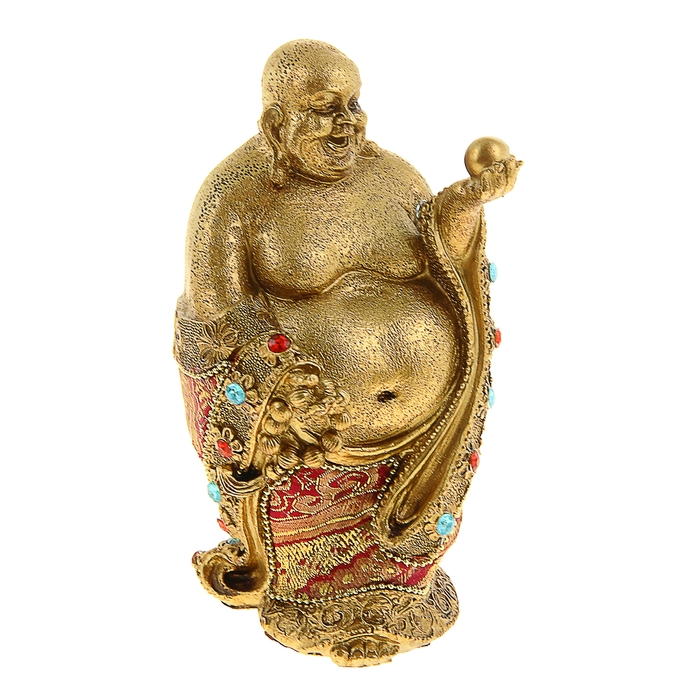 Нэцкэ под бронзу "Хотей в ткани с четками и жемчужиной желаний"