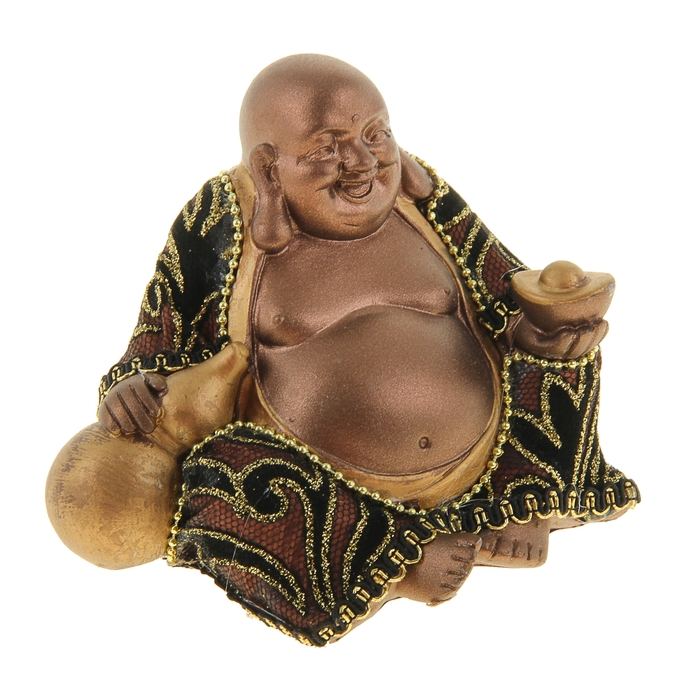 Нэцкэ под бронзу "Хотей в ткани со слитком и хулу"