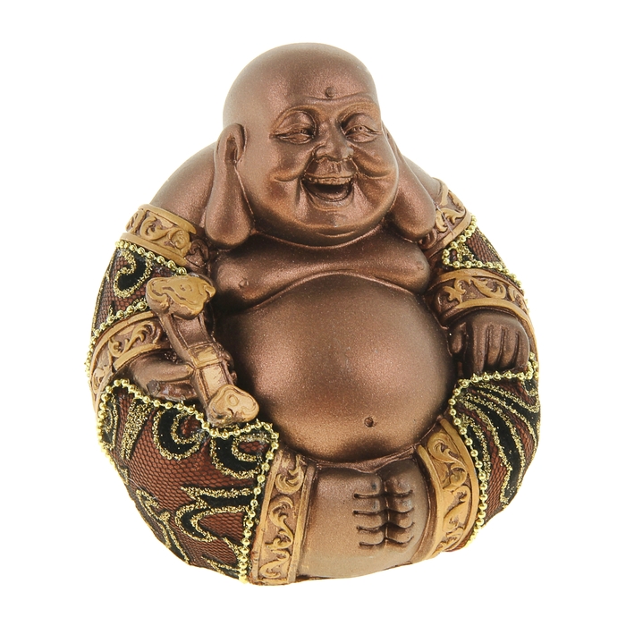 Нэцкэ под бронзу "Хотей в ткани с жезлом Жуи"