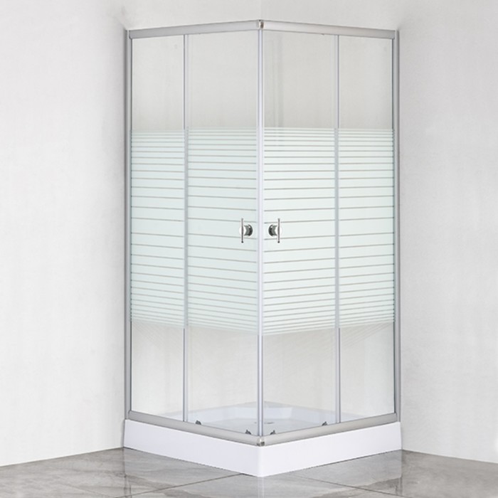 Душевое ограждение Comforty 35S, прозрачное стекло с рисунком полосы, 90х90х192.5 см