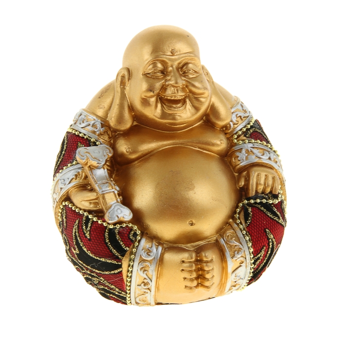 Нэцкэ под золото "Хотей в ткани с жезлом Жуи"