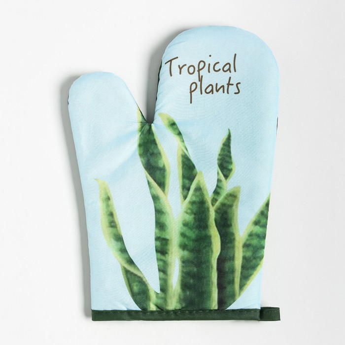 фото Варежка доляна "tropical" цвет голубой 26х16 см, 100% п/э