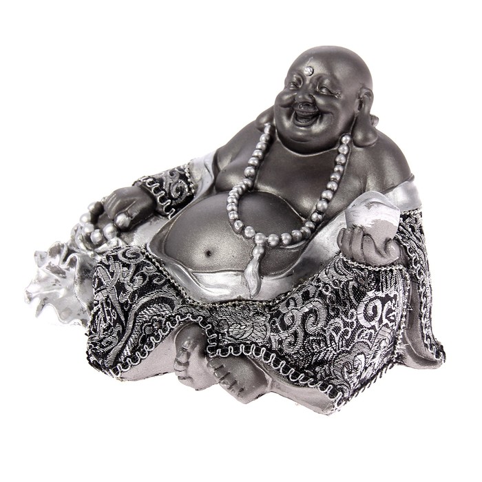 Нэцкэ под металл "Хотей в ткани со слитком, четками и мешком богатства